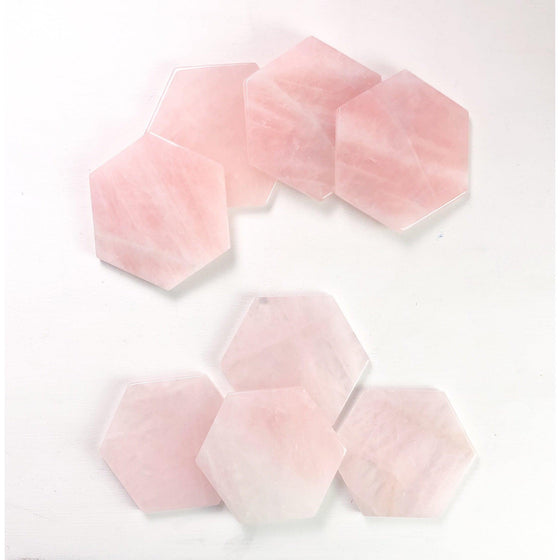 ETSY 8504 Coaster Hexagon Pink Rose Quartz Coaster