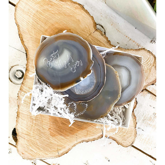 ETSY 8504 Coaster MOTHERS DAY Agate Slice Coaster Set | Gift | Engraved