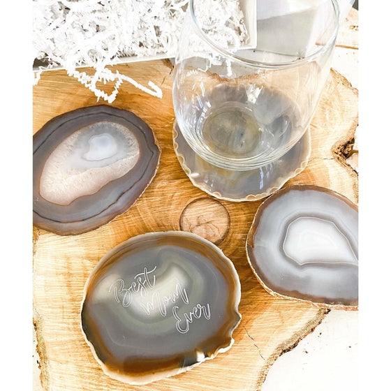 ETSY 8504 Coaster MOTHERS DAY Agate Slice Coaster Set | Gift | Engraved