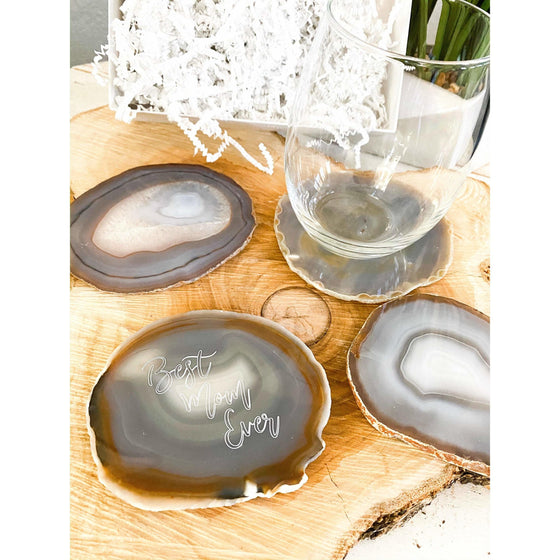 ETSY 8504 Coaster MOTHERS DAY Agate Slice Coaster Set | Gift | Engraved