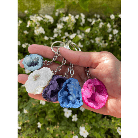 ETSY 8504 Geode Keychain | Pick a color | Blue Pink Purple Teal Clear