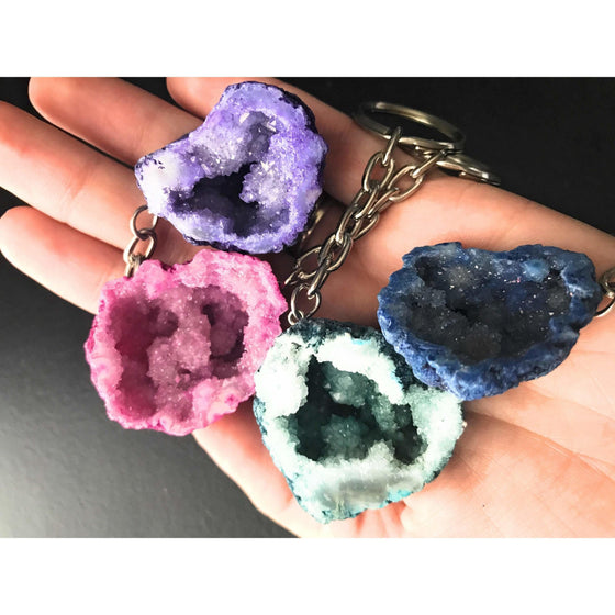ETSY 8504 Geode Keychain | Pick a color | Blue Pink Purple Teal Clear