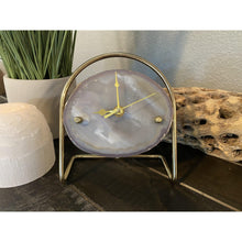  ETSY 8504 Gray Agate Clock with Gold Clock Hands Mounted on a Gold Stand | Agate Clock | Great Gift