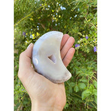  ETSY 8504 Gray + White Agate Geode Moon Accent Piece