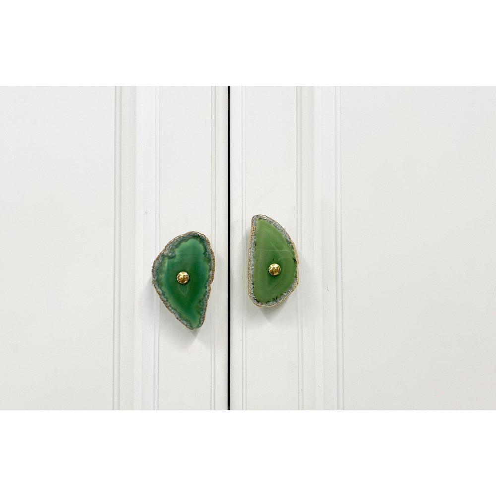 ETSY 8504 Green Agate Knob Gold