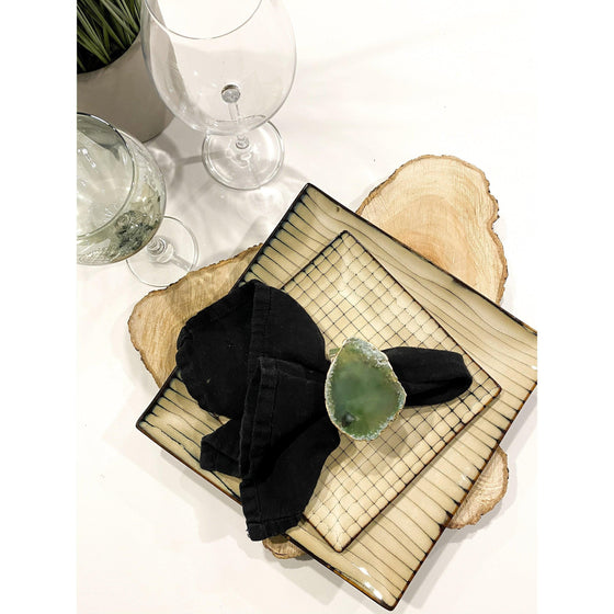 ETSY 8504 Green Agate Napkin Ring - Gold Trim