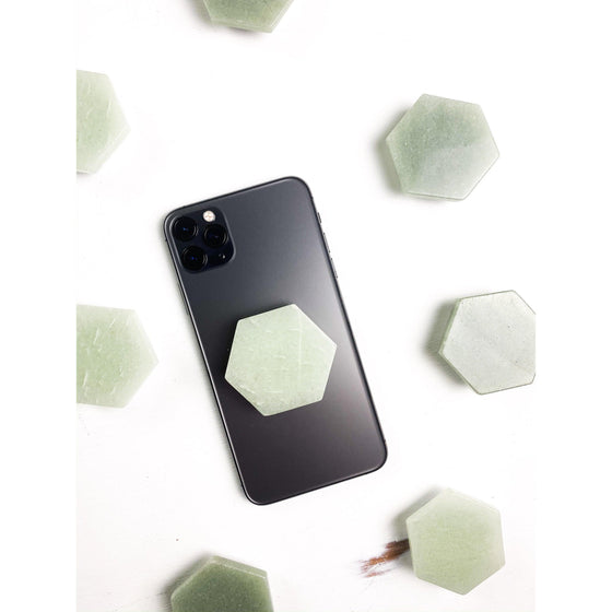 ETSY 8504 Green Aventurine Hexagon Crystal Phone Stand