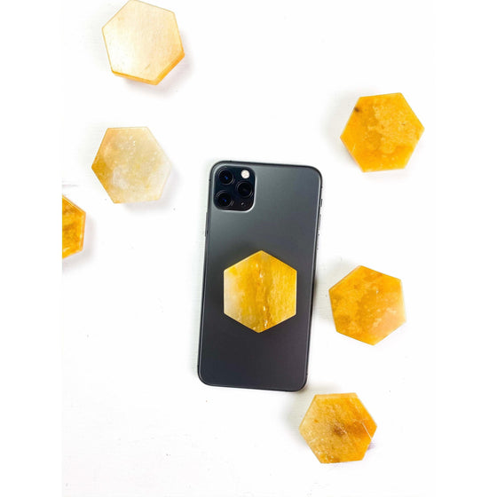 ETSY 8504 Honey Onyx Hexagon Custom Crystal Phone Stand (Natural Gemstone)