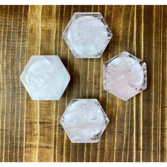 ETSY 8504 Light Pink Rose Quartz Hexagon Crystal Phone Stand