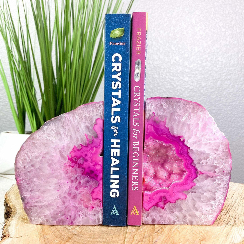 ETSY 8504 PINK Agate Geode 3 lbs 13 oz Bookend | Pink Geode Bookend | Crystal Bookend | Great Gift