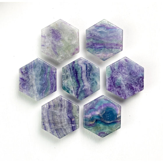 ETSY 8504 Rainbow Fluorite Hexagon Crystal Phone Stand (Natural Gemstone)