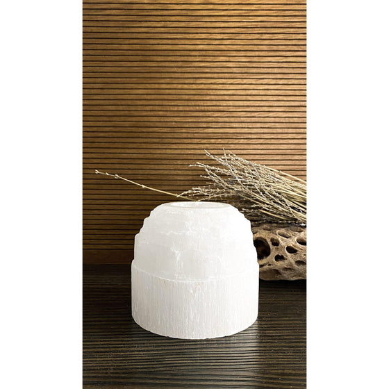 ETSY 8504 Rounded White Selenite Crystal Tower Candle Holder