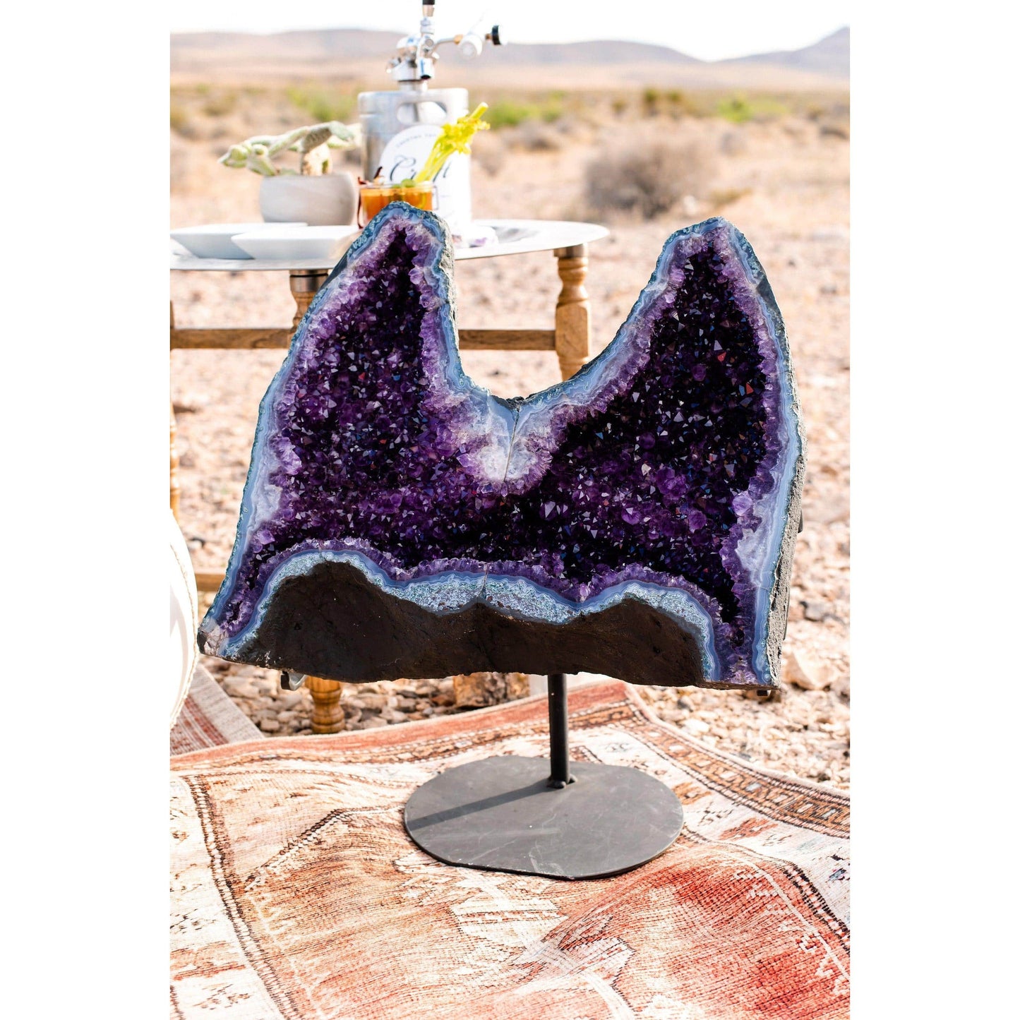 ETSY 8504 Sold out Amethyst Wings on a Metal Stand | Raw Amethyst Crystal | Home or Office Decor
