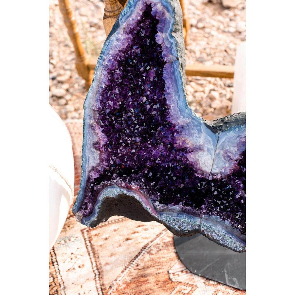 ETSY 8504 Sold out Amethyst Wings on a Metal Stand | Raw Amethyst Crystal | Home or Office Decor