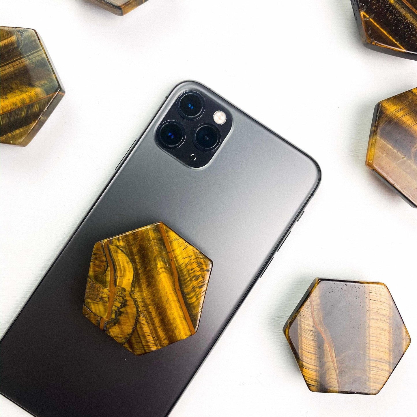 ETSY 8504 Tiger's Eye Hexagon Crystal Phone Stand