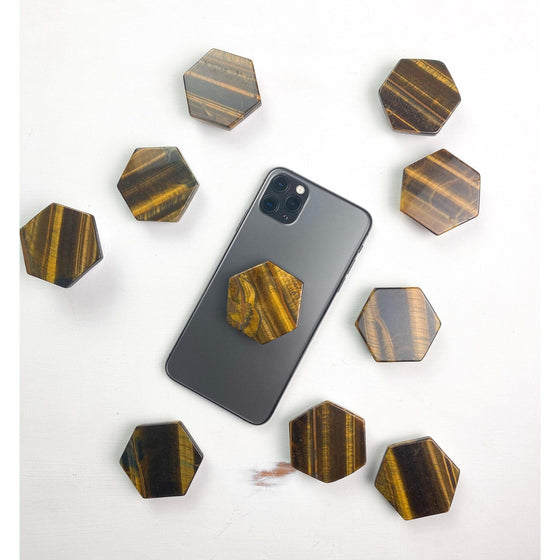 ETSY 8504 Tiger's Eye Hexagon Crystal Phone Stand