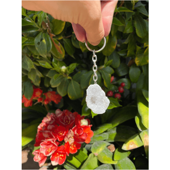 ETSY 8504 White/Clear Geode Keychain | Pick a color | Blue Pink Purple Teal Clear