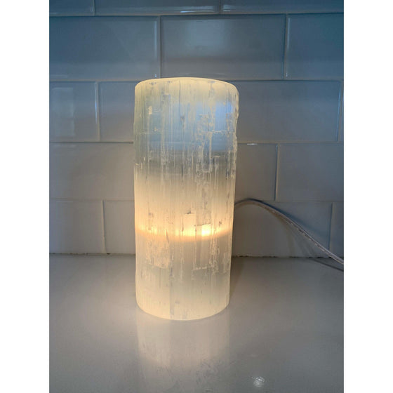 ETSY 8504 White Selenite Crystal Flat Lamp | Home Decor