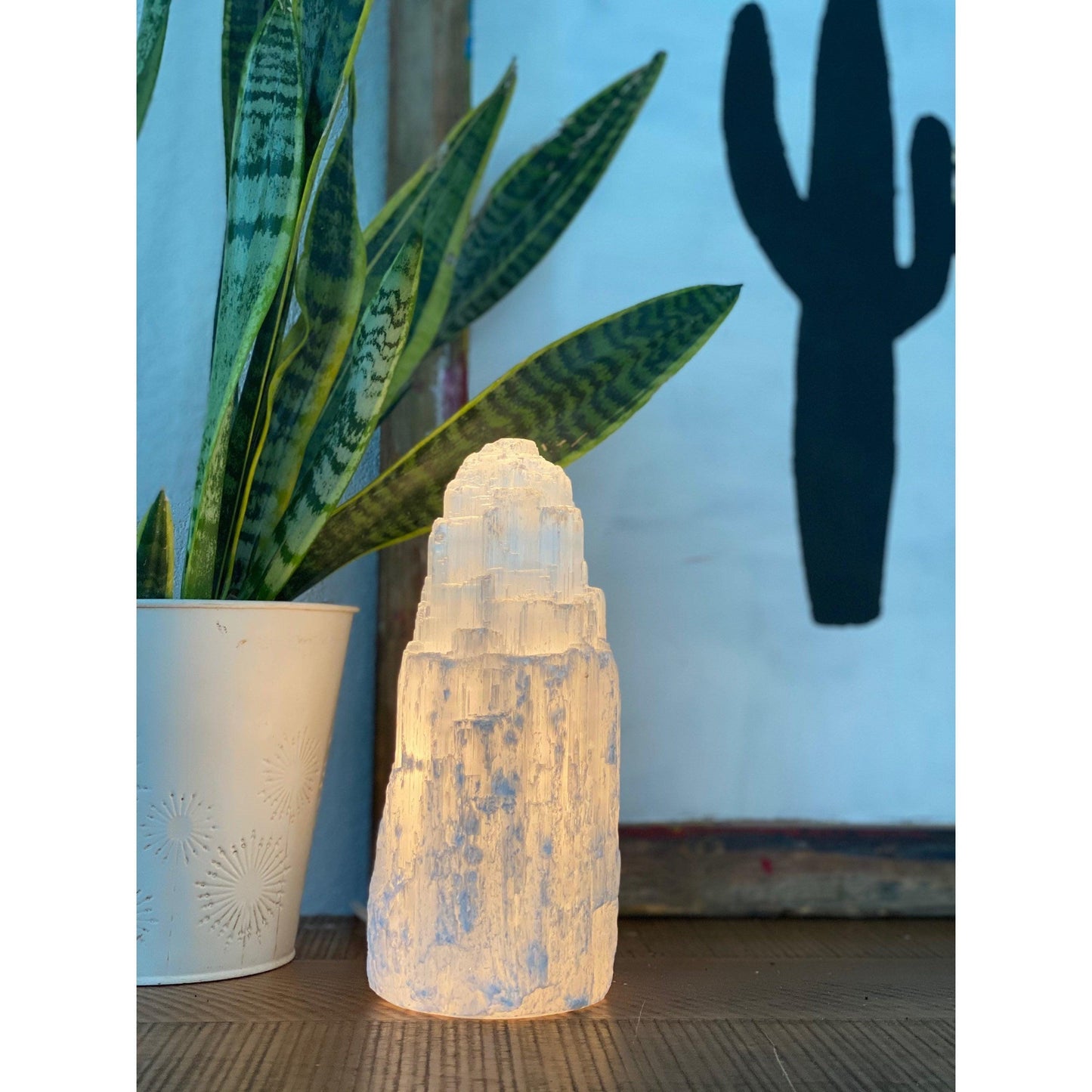 ETSY 8504 White Selenite Crystal Layered Lamp Decor | Home Decor | Great Gift
