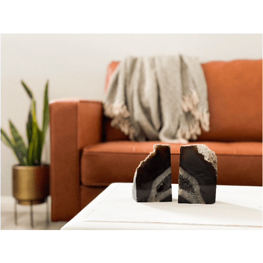 i_did Bookend Crystal Agate Bookend | Black Grey Tones