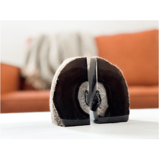 i_did Bookend Crystal Agate Bookend | Black Grey Tones