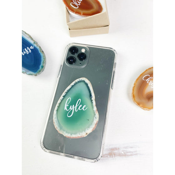 i_did Custom Engraved Agate Phone Stand |  Crystal phone Stand |