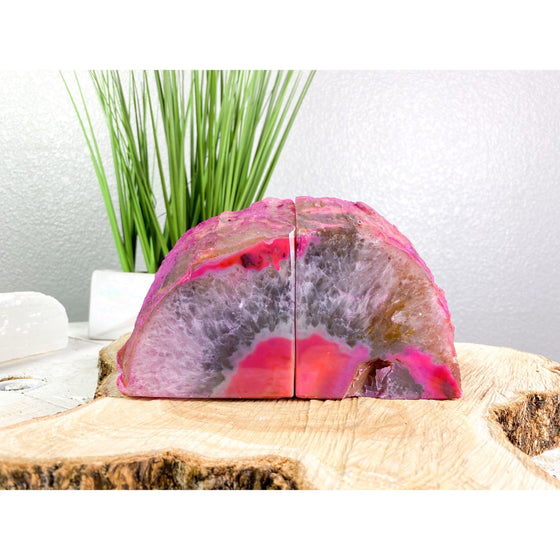 i_did PINK Agate Geode 4 lbs 3 oz Bookend | Pink Geode Bookend | Crystal Bookend | Great Gift