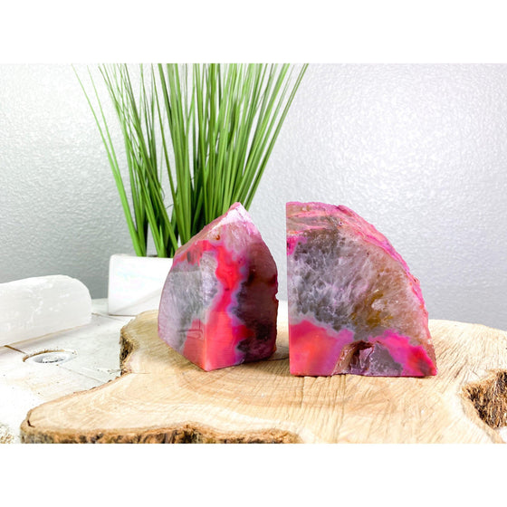 i_did PINK Agate Geode 4 lbs 3 oz Bookend | Pink Geode Bookend | Crystal Bookend | Great Gift