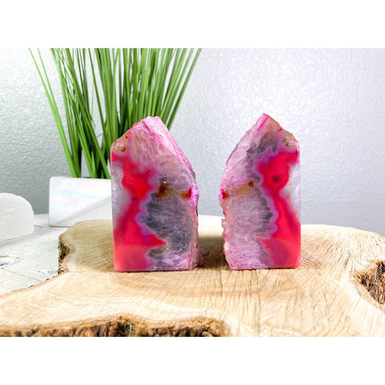 i_did PINK Agate Geode 4 lbs 3 oz Bookend | Pink Geode Bookend | Crystal Bookend | Great Gift