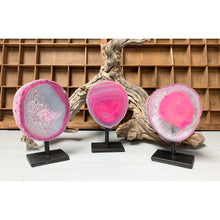  i_did Pink Agate Slab on Metal Stand | Agate Home Decor | Agate on Metal Stand | Great Gift