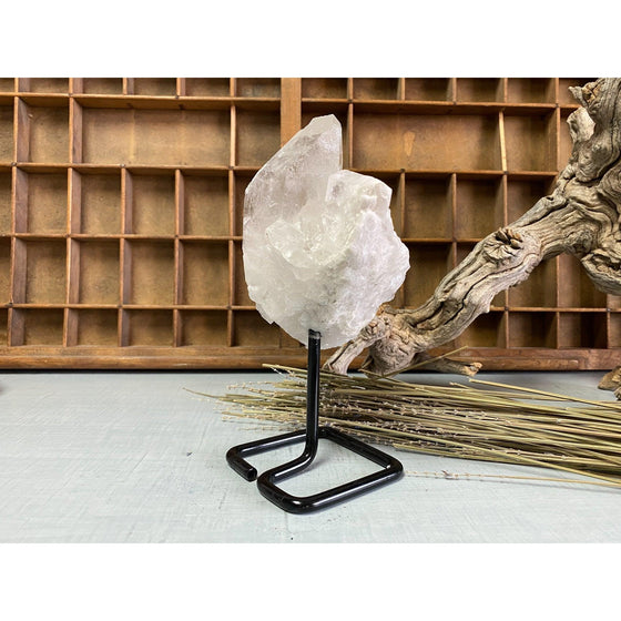 i_did Raw (Cluster) Clear Quartz on a metal stand 1 lb 11 oz | Quartz Cluster in a stand | Clear Quartz | Great gift