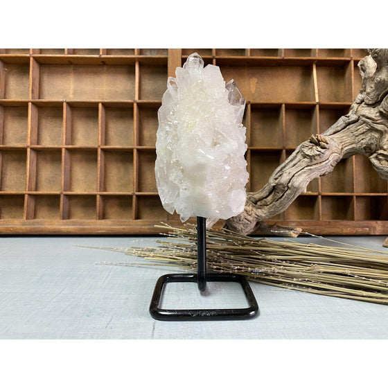 i_did Raw (Cluster) Clear Quartz on a metal stand 1 lb 11 oz | Quartz Cluster in a stand | Clear Quartz | Great gift