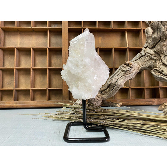 i_did Raw (Cluster) Clear Quartz on a metal stand 1 lb 11 oz | Quartz Cluster in a stand | Clear Quartz | Great gift