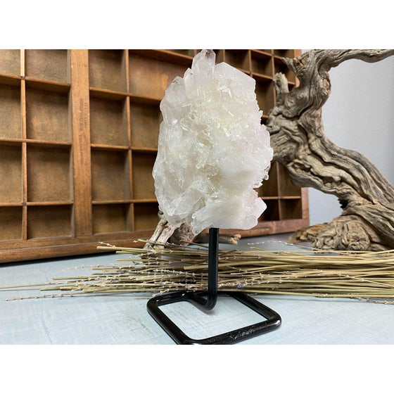 i_did Raw (Cluster) Clear Quartz on a metal stand 1 lb 11 oz | Quartz Cluster in a stand | Clear Quartz | Great gift