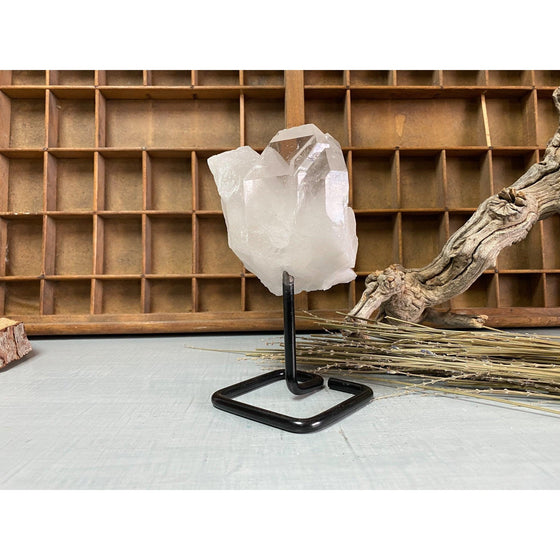 i_did Raw (Cluster) Clear Quartz on a metal stand 1 lb 12 oz | Quartz Cluster in a stand | Clear Quartz | Great gift