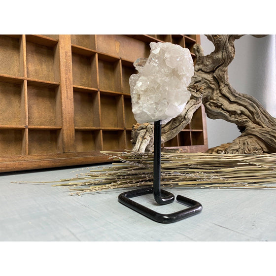 i_did Raw (Cluster) Clear Quartz on a metal stand 11 oz | Quartz Cluster in a stand | Clear Quartz | Great gift