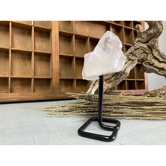 i_did Raw (Cluster) Clear Quartz on a metal stand 11 oz | Quartz Cluster in a stand | Clear Quartz | Great gift