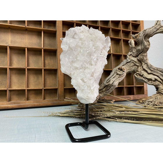 i_did Raw (Cluster) Clear Quartz on a metal stand 2 lbs | Quartz Cluster in a stand | Clear Quartz | Great gift