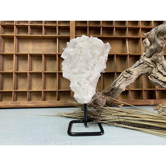 i_did Raw (Cluster) Clear Quartz on a metal stand 2 lbs | Quartz Cluster in a stand | Clear Quartz | Great gift