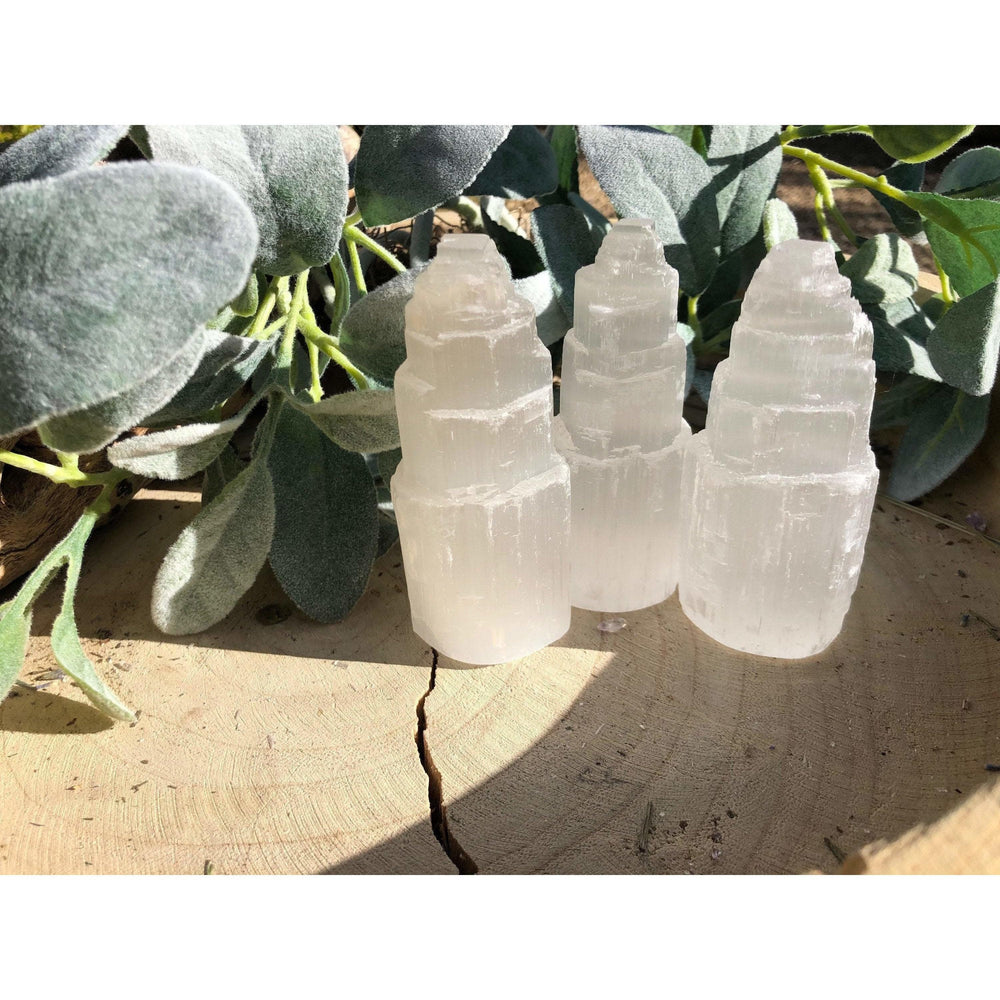 i_did White Selenite Crystal Mini Tower | 4" or 6" Selenite Tower | Home or Office Decor | Great gift