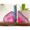 Melan Threads Bookend Crystal Agate Bookend | Pink Geode