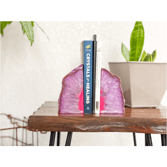 Melan Threads Bookend Crystal Agate Bookend | Pink Geode