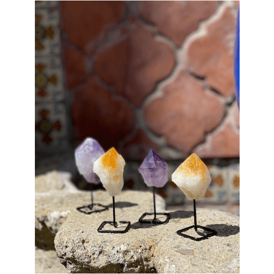 Melan Threads Citrine on a pin stand | Natural Crystal on metal stand