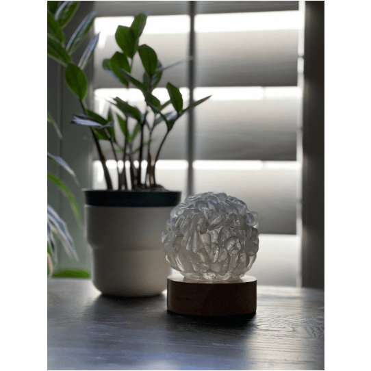 Melan Threads Clear Quartz Tumbled Stone Crystal Lamp Decor