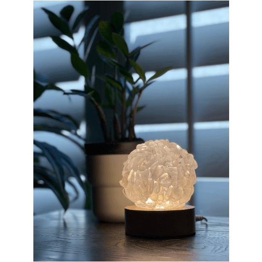 Melan Threads Clear Quartz Tumbled Stone Crystal Lamp Decor