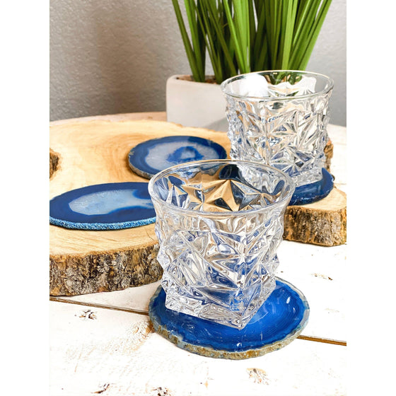 Melan Threads Coaster Blue Tone Agate Slice Coasters | Agate Drink & Barware | Home Decor