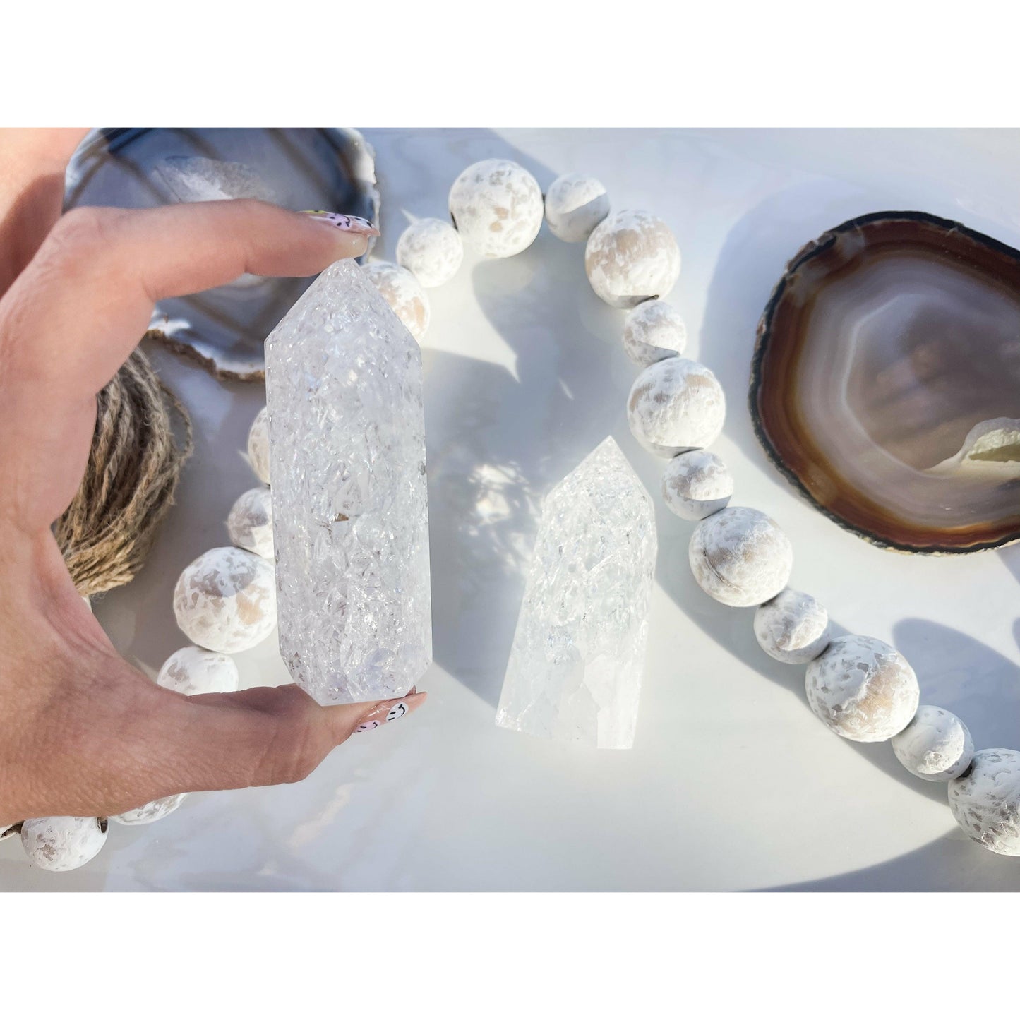 Melan Threads Crackle Quartz Tower