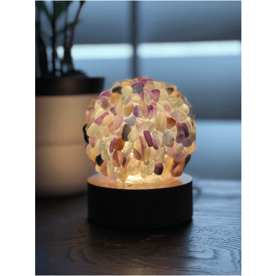 Melan Threads Fluorite Tumbled Stone Crystal Lamp Decor