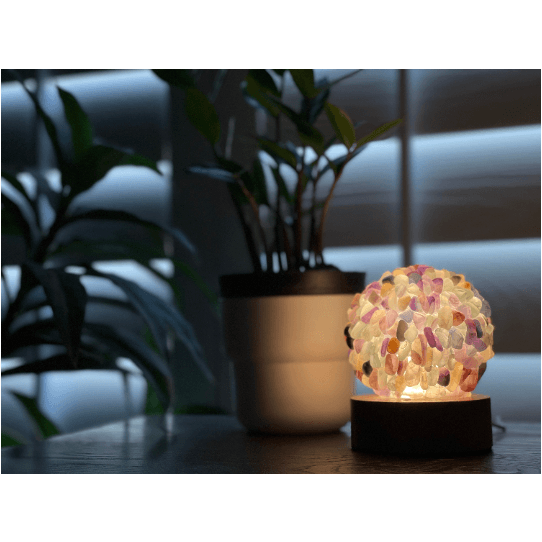 Melan Threads Fluorite Tumbled Stone Crystal Lamp Decor
