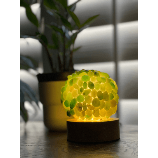 Melan Threads Green Aventurine Stone Crystal Lamp Decor